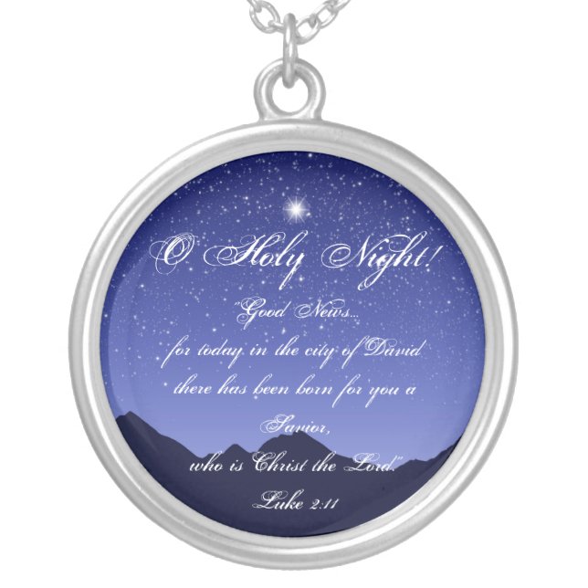 O Holy Night Christmas Silver Plated Necklace (Front)