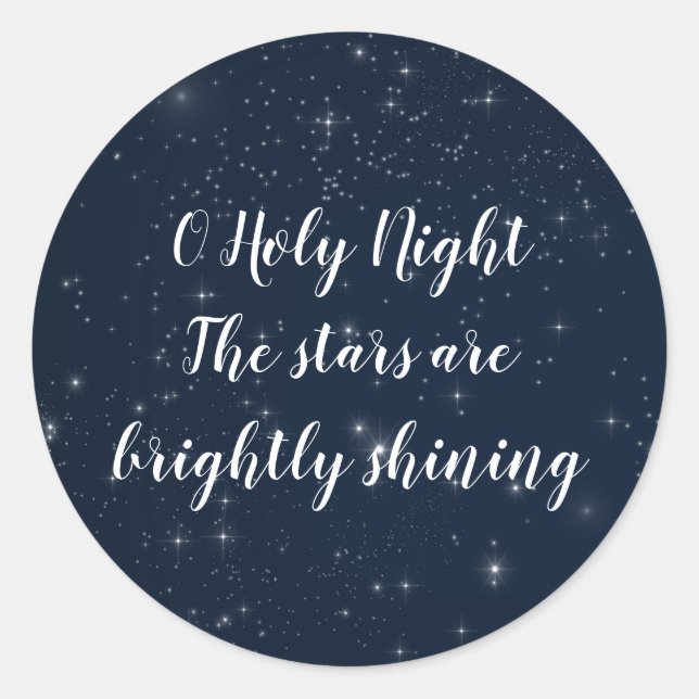 O Holy Night Christmas Song Favor Classic Round Sticker (Front)