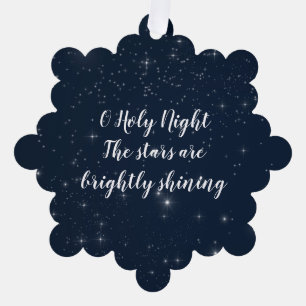 O Holy Night Christmas Song Lyrics on Starry Sky Ornament Card
