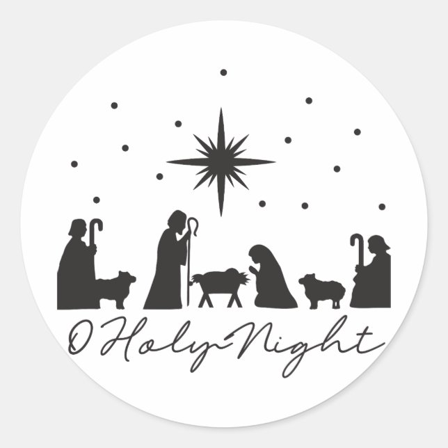 O Holy Night Classic Round Sticker (Front)