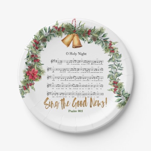 O HOLY NIGHT Elegant Christian Christmas Hymn Paper Plates