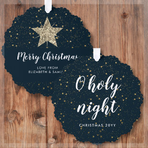 O Holy Night Gold Star Ornament Card