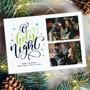 O Holy Night Hand Letter Photo Holiday Card
