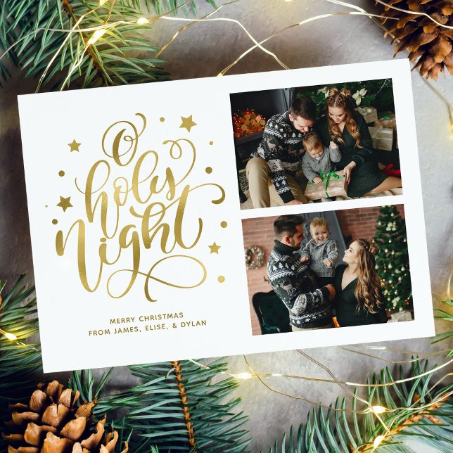 O Holy Night Hand Letter Photo Holiday Card (Creator Uploaded)