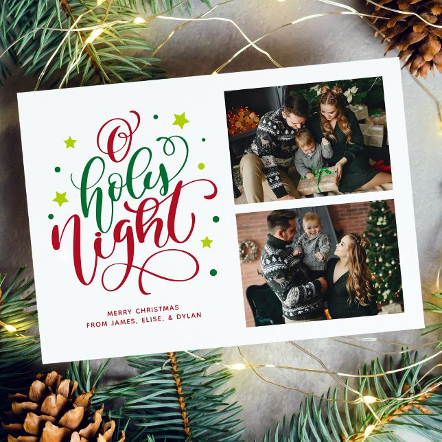 O Holy Night Hand Letter Photo Holiday Card (Creator Uploaded)
