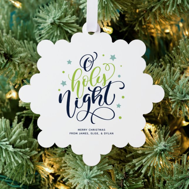 O Holy Night Hand Letter Photo Ornament Card (Insitu (Tree))