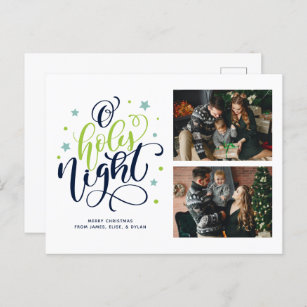 O Holy Night Hand Lettered Photo Gallery Holiday Postcard