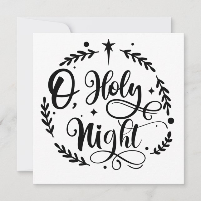 O, Holy Night Hand Lettering Script | B&W | Photo Announcement (Front)