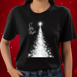 O Holy Night Holiday Glow White Christmas Tree T-Shirt