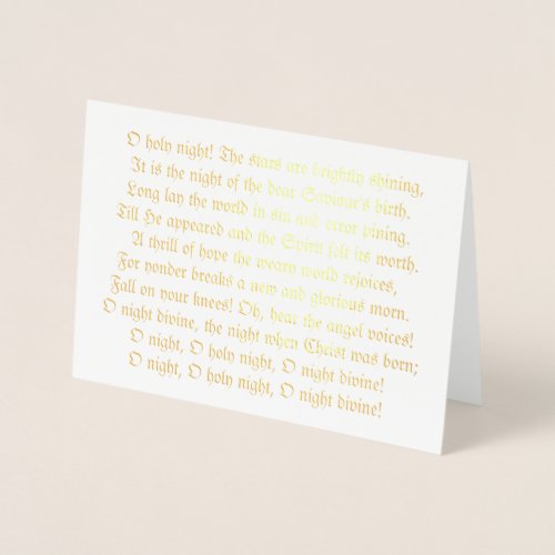 O Holy Night Lyrics Foil Christmas Card