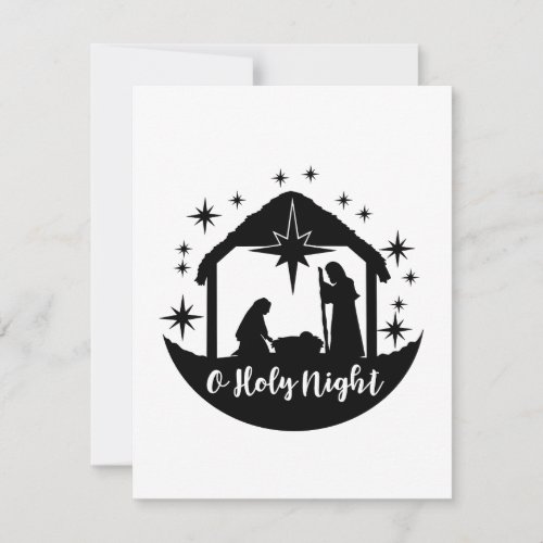 O Holy Night Manger Classic Thank You Card