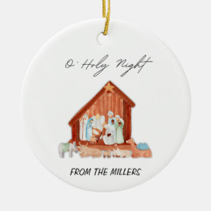 O' Holy Night Nativity Christmas  Ceramic Ornament