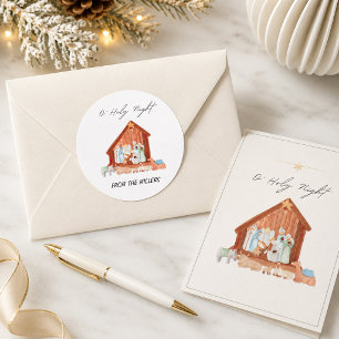 O' Holy Night Nativity Christmas Classic Round Sticker