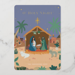 O' Holy Night Nativity Christmas Foil Holiday Card