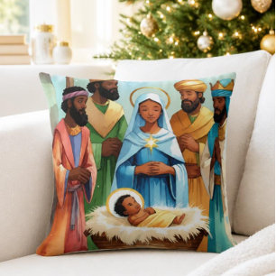 O Holy Night Nativity Christmas Throw Pillow