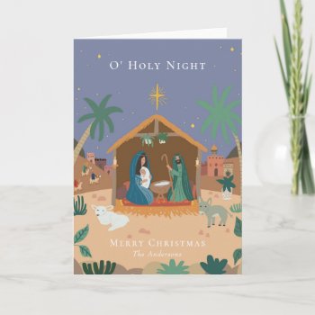 O' Holy Night Nativity Scene Christmas Holiday Card by origamiprints at Zazzle