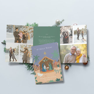 O' Holy Night Nativity Scene Christmas Tri-Fold Holiday Card