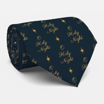 O Holy Night Navy & Gold Tie by TheGiftofSass at Zazzle