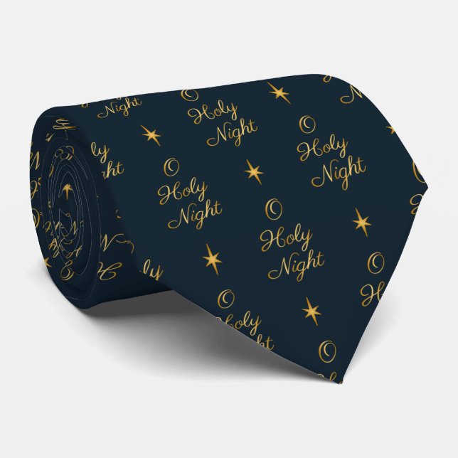 O Holy Night Navy & Gold Tie (Rolled)