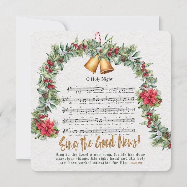 O HOLY NIGHT Religious Christmas Nativity Hymn Holiday Card (Front)
