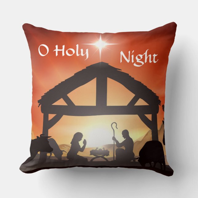 O Holy Night Reversible Glitter Pillow (Front)