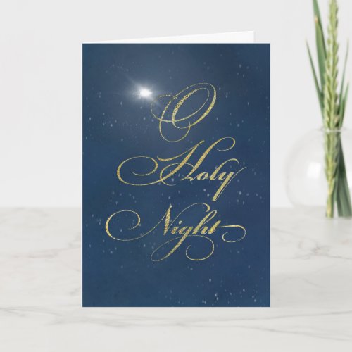 O Holy Night Sky Religious Christmas Digital Gold Card