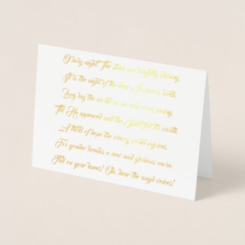 O Holy Night Song Lyrics Foil Christmas Card