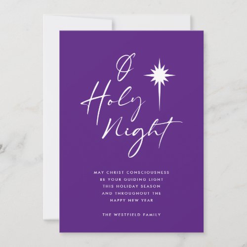 O Holy Night Star of Bethlehem Royal Purple Holiday Card