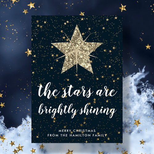 O Holy Night  Stars Are Brightly Shining Family  Holiday Card