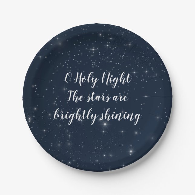 O Holy Night Stars Christmas Song Paper Plates (Front)