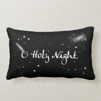O Holy Night & Stars Long Holiday Pillow - Black
