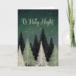 O Holy Night Trees Stars Sky Card