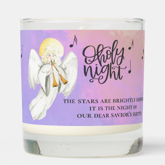 O Holy Night Watercolor Angel Scented Candle (Back)