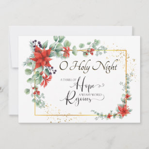 "O Holy Night" Weary World Rejoices Christmas Flat Holiday Card