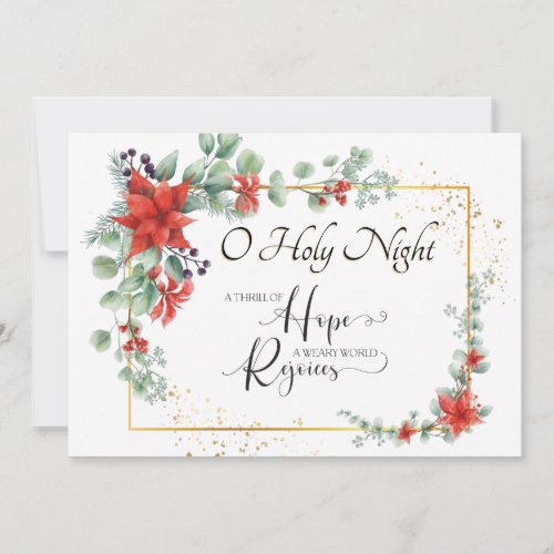 O Holy Night Weary World Rejoices Christmas Flat Holiday Card