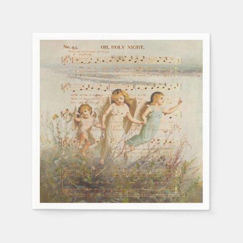 O Holy Night with Angels Paper Napkin