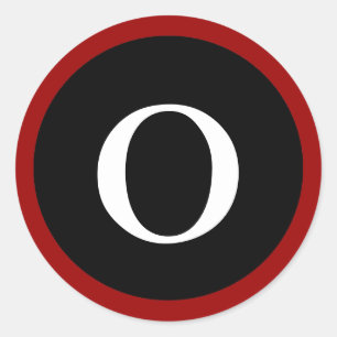 O : Initial O Letter O Red, White & Black Stickers