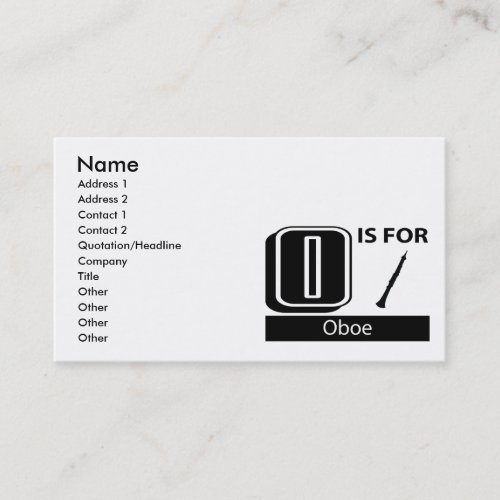 O Is For Oboe Business Card Templates