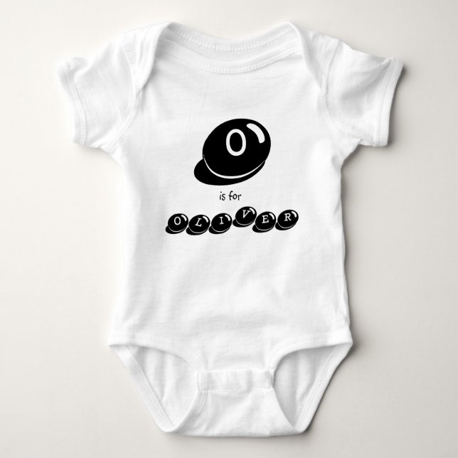 O is for OLIVER monogram Baby Bodysuit (Front)
