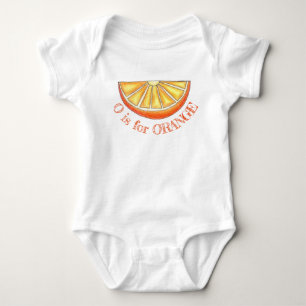 O is for ORANGE Citrus Fruit Slice Alphabet Letter Baby Bodysuit
