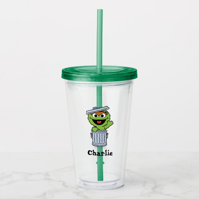 O is for Oscar the Grouch | Add Your Name Acrylic Tumbler (Front)