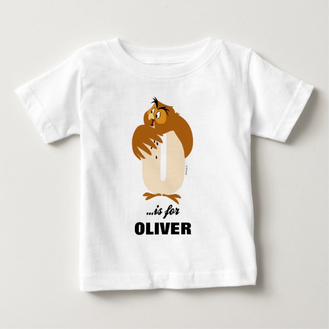 O is for Owl | Add Your Name Baby T-Shirt (Front)