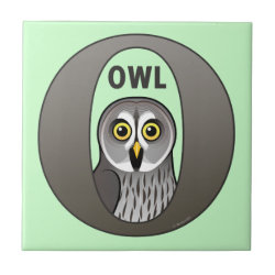 O is for Owl Small Ceremic Tile (4.25