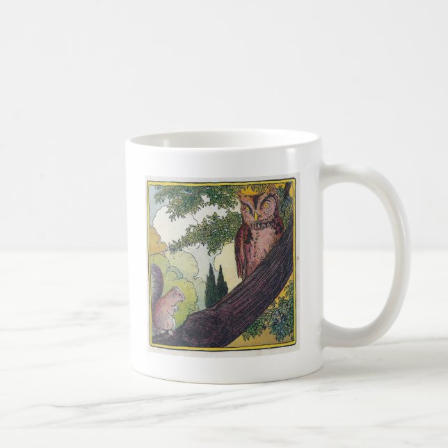 O is the old owl that sits in a tree coffee mug (Right)