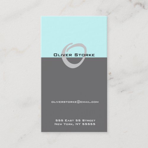 O Letter Alphabet Business Card Blue Grey