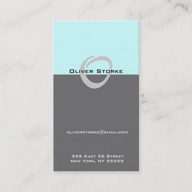 O Letter Alphabet Business Card Blue Grey (Front)