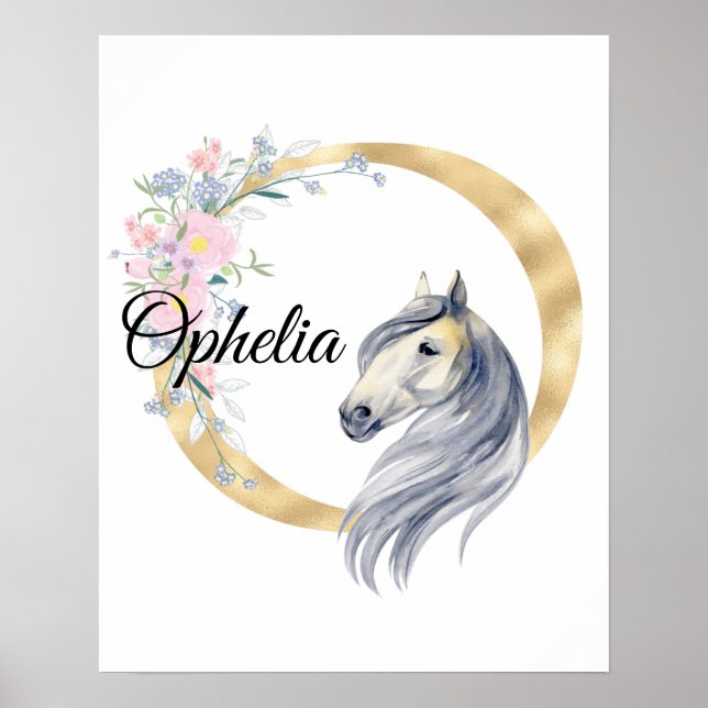 O letter personalized name monogram with horse poster (Front)