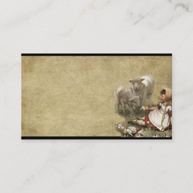 O Little Girl & Her Sheep- Prim Biz Cards (Front)