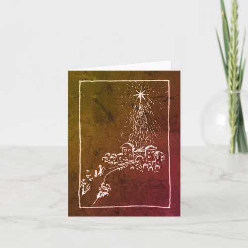 O Little Town of Bethlehem leather Christmas Card