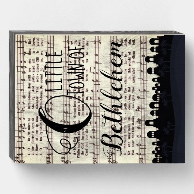 O Little Town of Bethlehem Wood Box Sign (Front Horizontal)